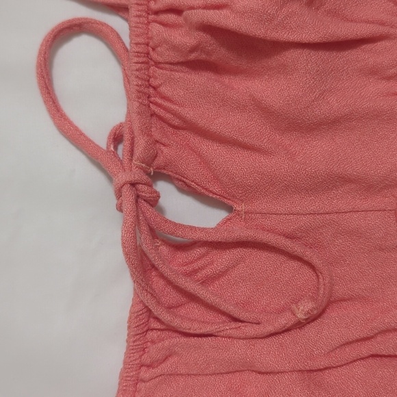 Abercrombie & Fitch Tie- Front Spaghetti Strap Midi Dress, Color Coral Size SP - Picture 3 of 15